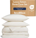 Brooklinen Luxury Sateen Duvet Cover Set - King/Cali King Size in Cream - 3 Piece Set (1 Duvet Cover, 2 Pillowcases) - 100% Cotton, 480 Thread Count