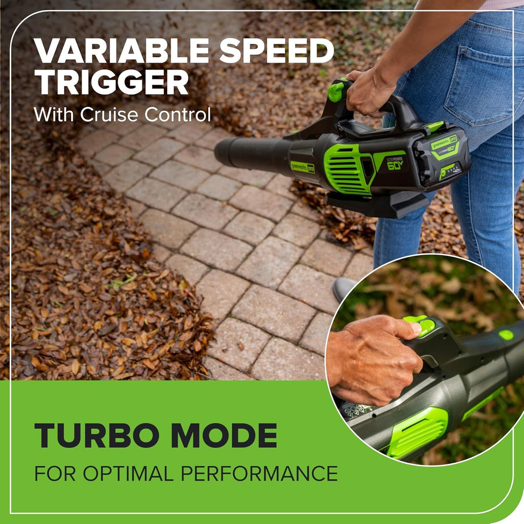 Greenworks 60V 17" Brushless (Push) Mower + 60V (610 CFM) Brushless Blower  4.0Ah Battery and 3A Charger