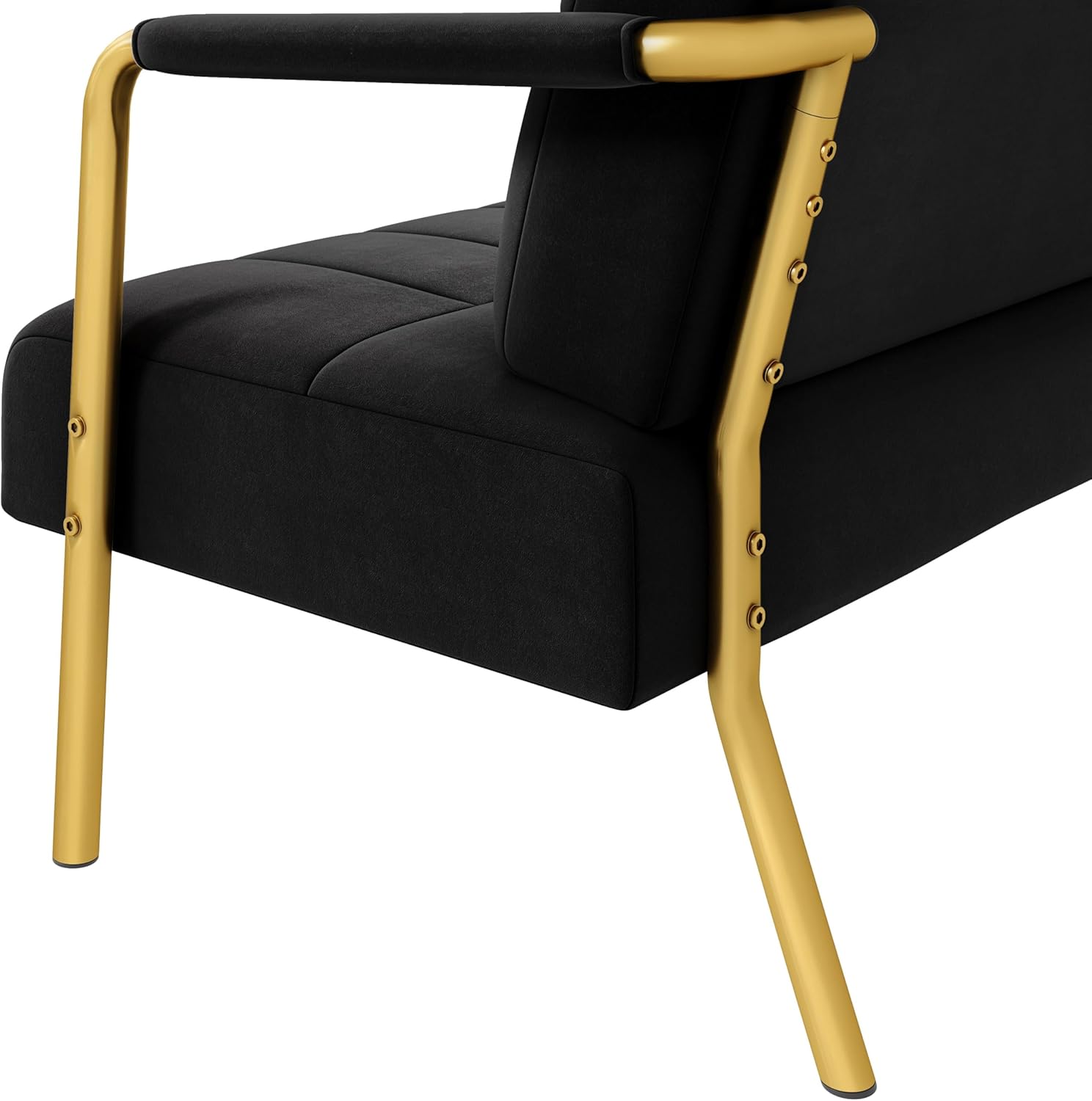 Yaheetech 30" W Modern Sofa Small Sofa Luxurious Velvet Fabric Couch with Gold-Tone Metal Arms and Legs for Living Room, Home Office, Studio Black