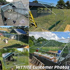 HITTITE Large Metal Chicken Coop with Run  19.19 x 9.84 x 6.56 ft Walk in Poultry Cage Chicken Run Pen  Outdoor Chicken Runs for Yard with Waterproof & Anti-UV Cover