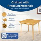 Stakmore Classic Straight Edge Square Folding Card Table 32x32 - No Assembly Wooden Foldable Card Table, Bridge, Board Game, Steel Mechanism, Folding Legs, Space-Saving, Oak Frame