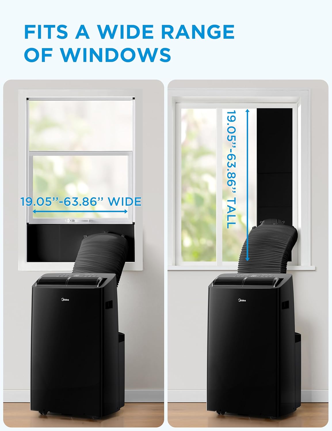 Midea Duo 14,000 BTU (12,000 BTU SACC) High Efficiency Inverter Ultra Quiet Portable Air Conditioner, with Heat up to 550 Sq. Ft., Works with Alexa/Google Assistant, with Remote Control & Window Kit