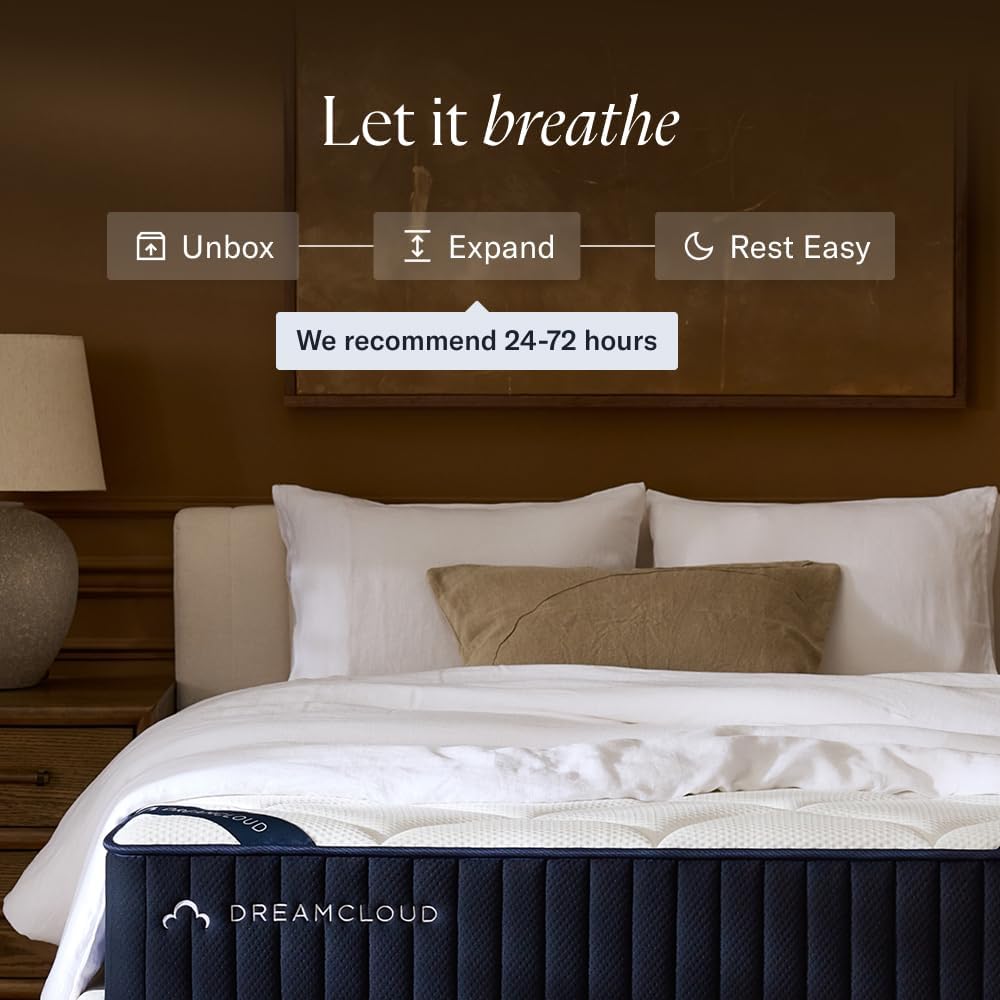 DreamCloud Luxe 14" Full Mattress - Luxury Hybrid Gel Memory Foam - 365 Night Trial - Back Pain Relief - Fiberglass Free - Forever Warranty - Mattress in a Box - CertiPUR-US Certified
