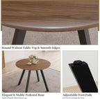 34.6'' Round Dining Table and Chairs for 4 Space Saving for Apartment Kitchen Dining Room (Walnut Table+4 U-Shaped Brown Chairs)