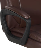 Amazon Basics Classic Puresoft PU Padded Mid-Back Office Chair with Armrest, Height Adjustable, Wheels, 25.75"D x 24.25"W x 42.25"H, Brown