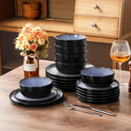 vancasso Plates and Bowls Sets, 18 Pieces Stoneware Dinnerware Sets for 6, Kitchen Dish Set Mircowave and Dishwasher Safe Dinner Set Ceramic Dishware, Light Purple, Series AMBER