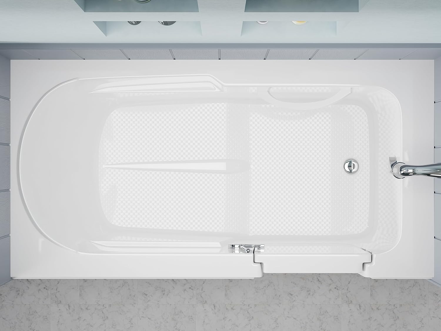 ANZZI Walk In Tub 60'' x 30'' White Acrylic with Chrome Accents Right Drain, Low Threshold, Slip-Resistant Floor, Easy Install, Luxury Spa Soaker Tub - AMZ3060SIRWS