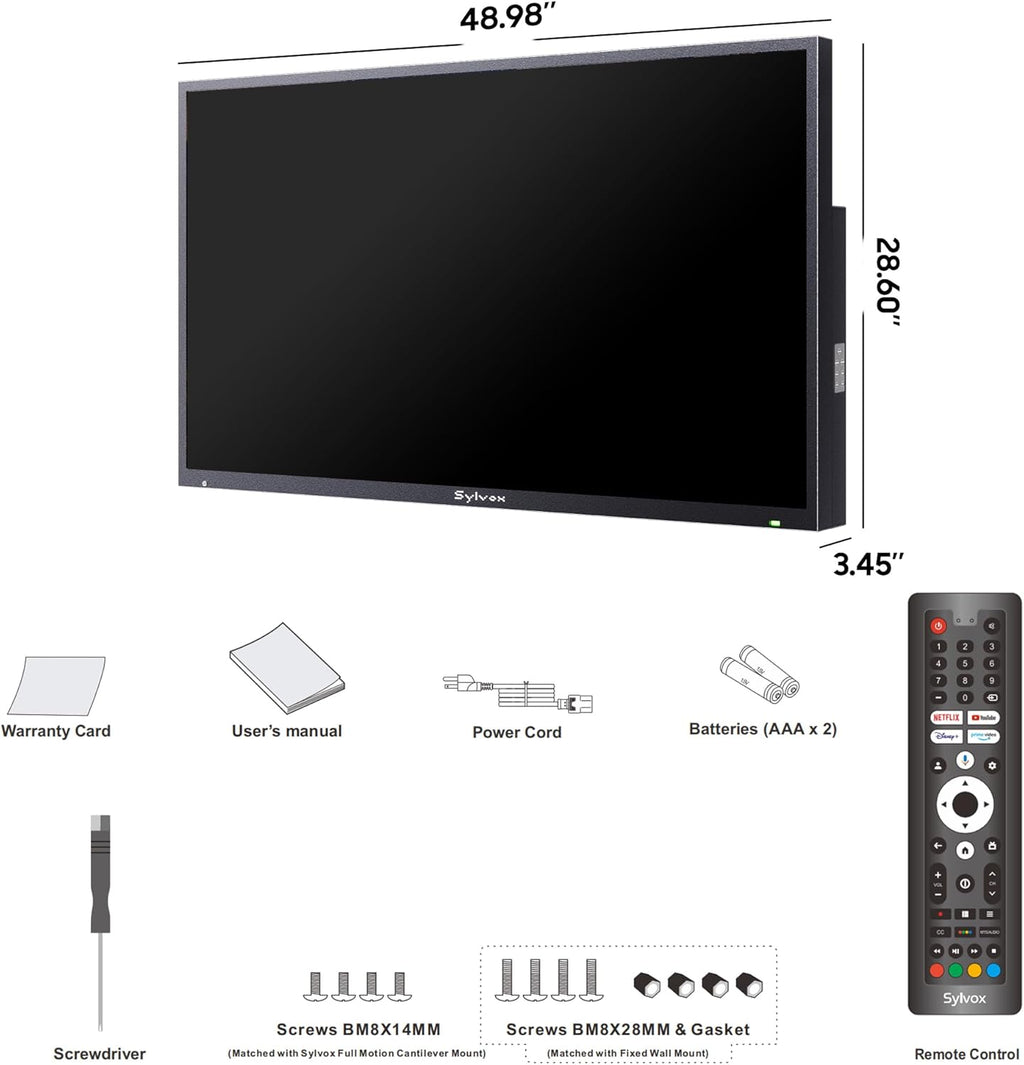 SYLVOX New 55” Outdoor Smart TV  Superior Waterproof Performance  Upgraded Matte Finish for Enhanced Anti-Glare Effect  Full Metal  with Dolby Atoms  2000nits  Full Sun Pool Pro 2.0+ Series