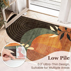MUJOO Washable 8x10 Area Rugs for Living Room Bedroom Dining Room Large Boho Non Slip Carpet Indoor Mid Century Modern Abstract Botanical Geometric Terracotta