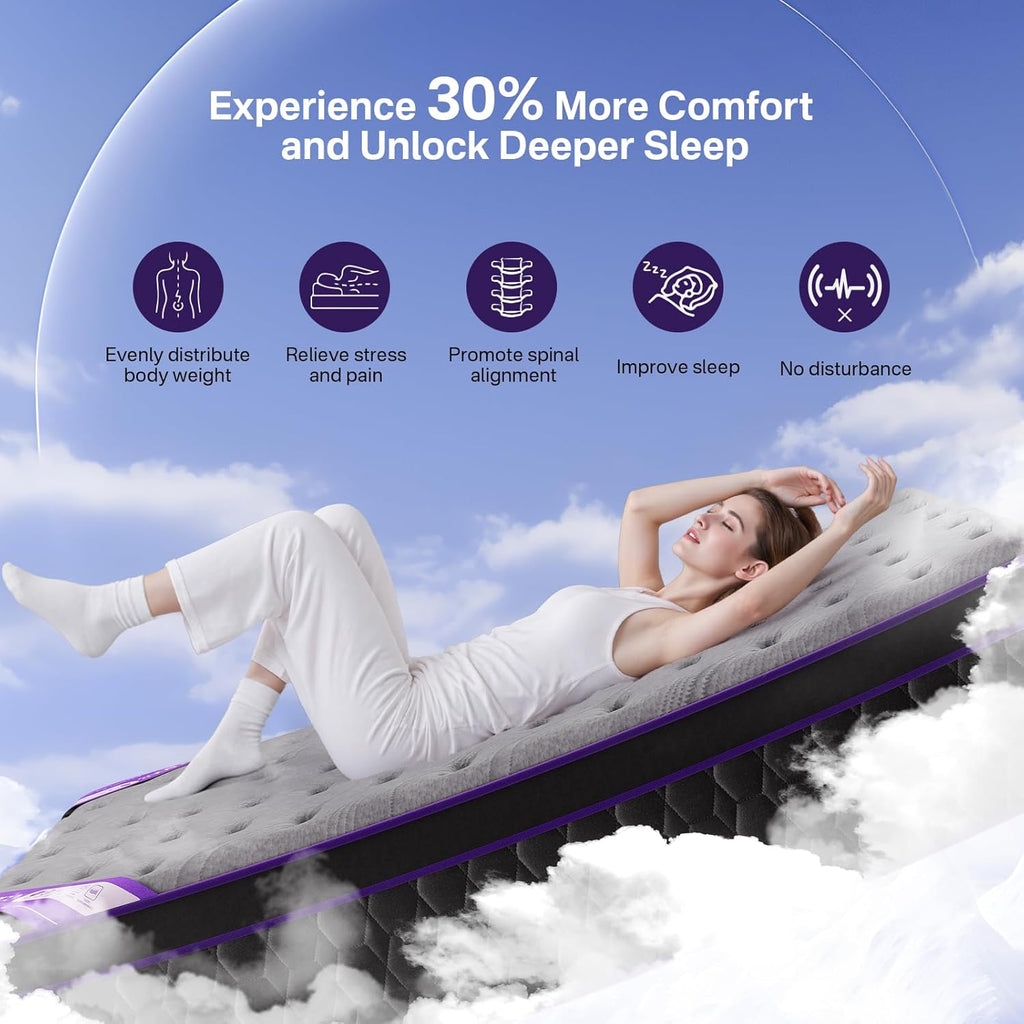 King Size Mattress, 12 Inch Deluxe Hybrid King Mattress in a Box, Cooling-Gel Memory Foam & Pocket Springs, Medium Firm, Pressure Relief, Extra Edge Support, 365-Night Trial (2026 Upgraded Support)