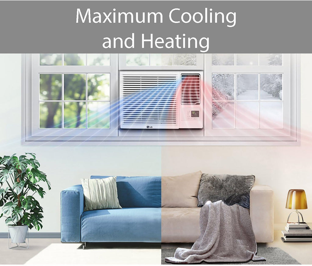 LG 12,200 BTU Window Air Conditioner with Supplemental Heat, 230/208V, Cools 570 Sq.Ft. (19' x 30' Room Size), Electronic Controls with Remote, 2 Cooling, Heating & Fan Speeds, Slide in-Out Chassis