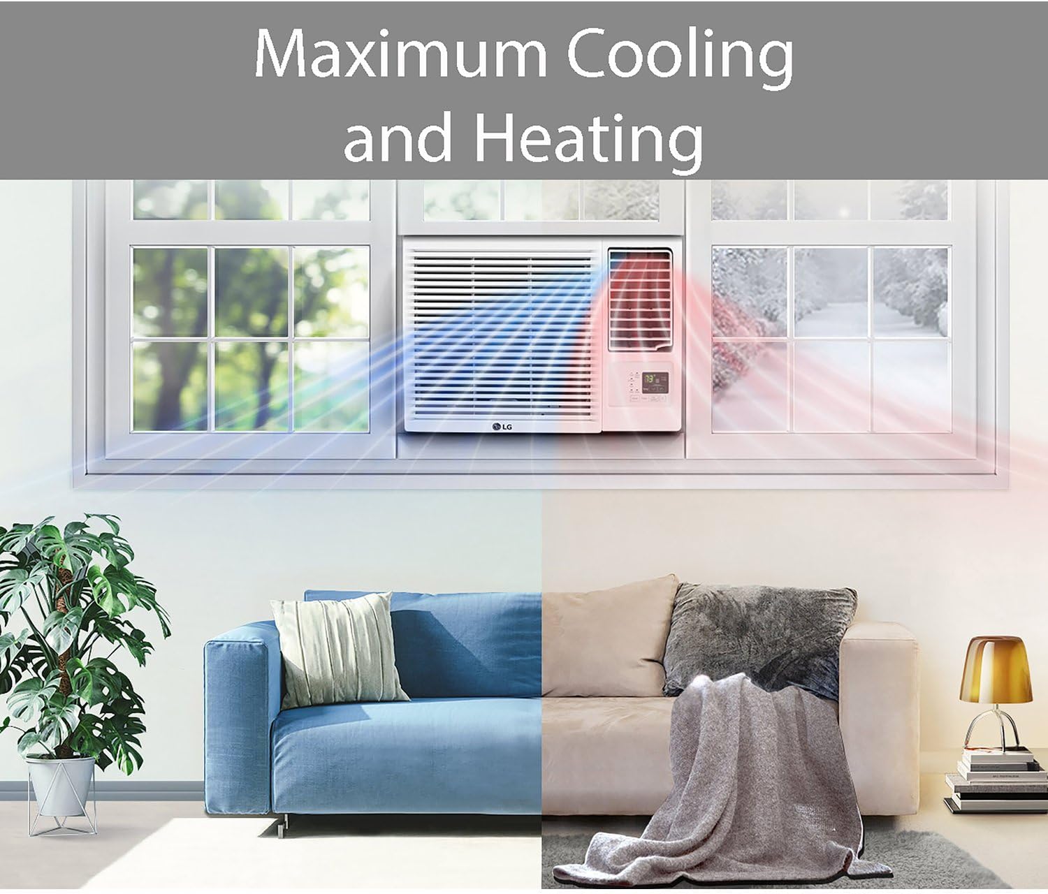 LG 12,200 BTU Window Air Conditioner with Supplemental Heat, 230/208V, Cools 570 Sq.Ft. (19' x 30' Room Size), Electronic Controls with Remote, 2 Cooling, Heating & Fan Speeds, Slide in-Out Chassis