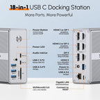 TobenONE DisplayLink Docking Station Triple Monitor with 120W Power Adapter  Triple 4K Display for MacBook Pro/Air  Thunderbolt 4/3  USB-C Windows(3X HDMI  3X DP  2xUSB-C  4xUSB 3.2  SD/TF)