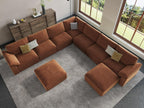 EASE MOOSE Oversized Modular Sectional Sofa with Ottoman, Modern Luxury Wide Deep Modular Couch, U Shaped Couch for Big Spaces Living Room, Brown