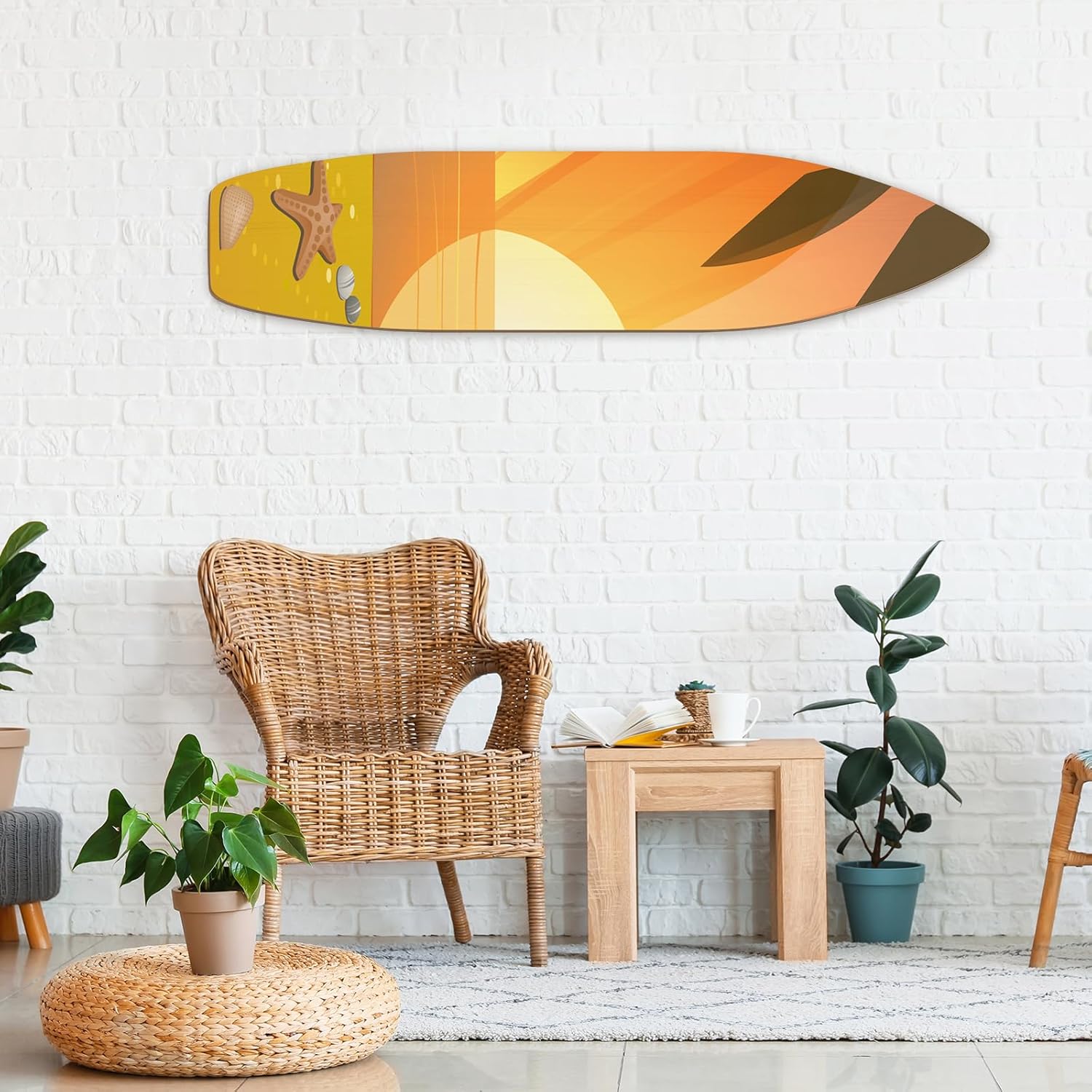 6 ft Wood Surfboard Wall Art Unfinished DIY Hanging Wood Longboard Vintage Wooden Beach Decorative Surfboard Unique Raw Large Decor Sign Boards Gift Idea for Home Room