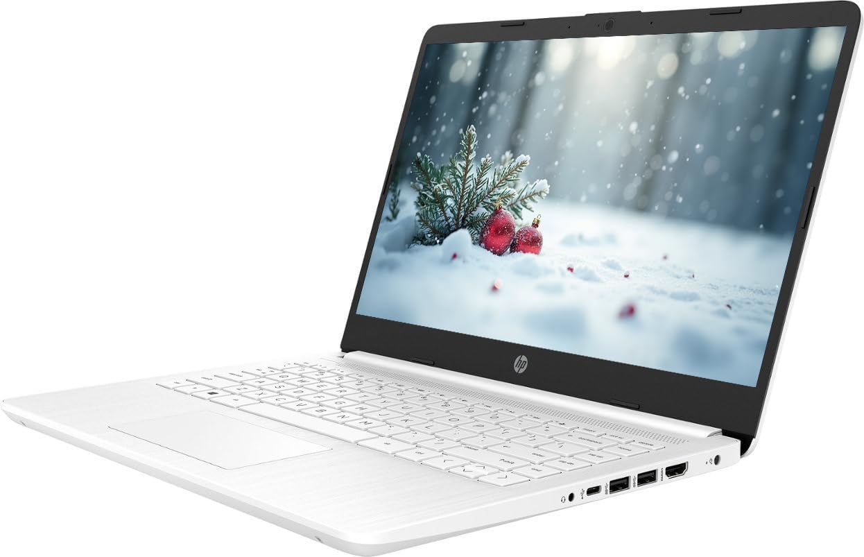HP 14" Business Laptop Computer with Microsoft Office 365  Intel Quad-Core Processor  64GB eMMC  4GB RAM  Windows 11 Laptop  PLUSERA Earphones  White