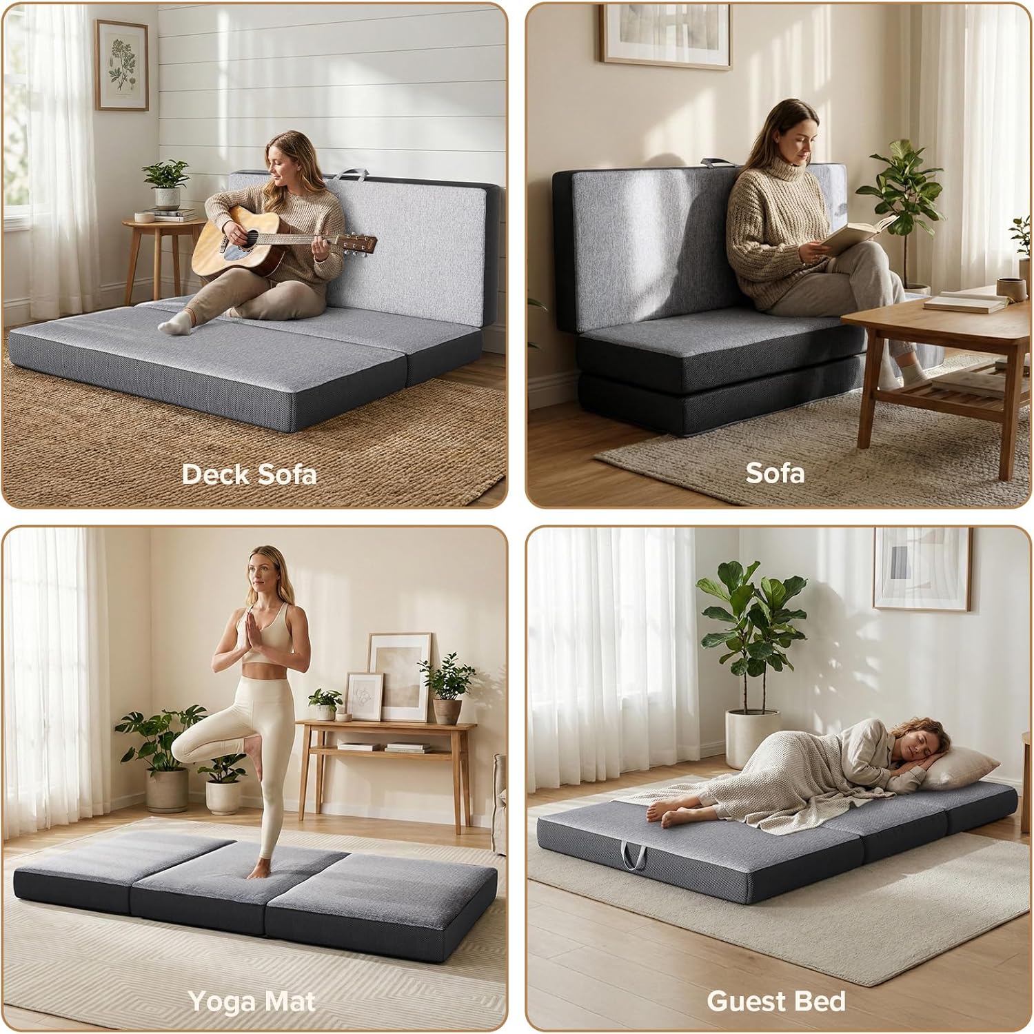 Vamcheer Tri Folding Mattress Queen Size - 6 Inch Foldable Mattress for RV/Camping/Travel/Guest Room/Yoga, 78"x58"x6" Trifold Memory Foam Cushion with Washable Cover