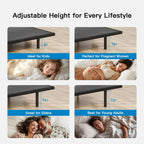 Pipishell Queen Adjustable Bed Frame with Massage, Electric Bed Base with Head & Foot Incline, USB-A & USB-C Ports, LED Under-Bed Lighting, 4 Leg Height Options, and Easy 3-Step Assembly