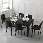 Giantex Dining Table for 6, Rectangular Kitchen Table with 330Lbs Capacity, Stable Structure, 63" L x 31.5" W x 30" H Large Farmhouse Center Tables for Dinner, Dinette, Dining Room, Black
