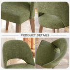 Wooden Dining Chairs Set of 6, Upholstered Modern Chenille Dining Room Chair Kitchen Chairs, Comfy Farmhouse Dinner Chair for Kitchen Dining Room, Green