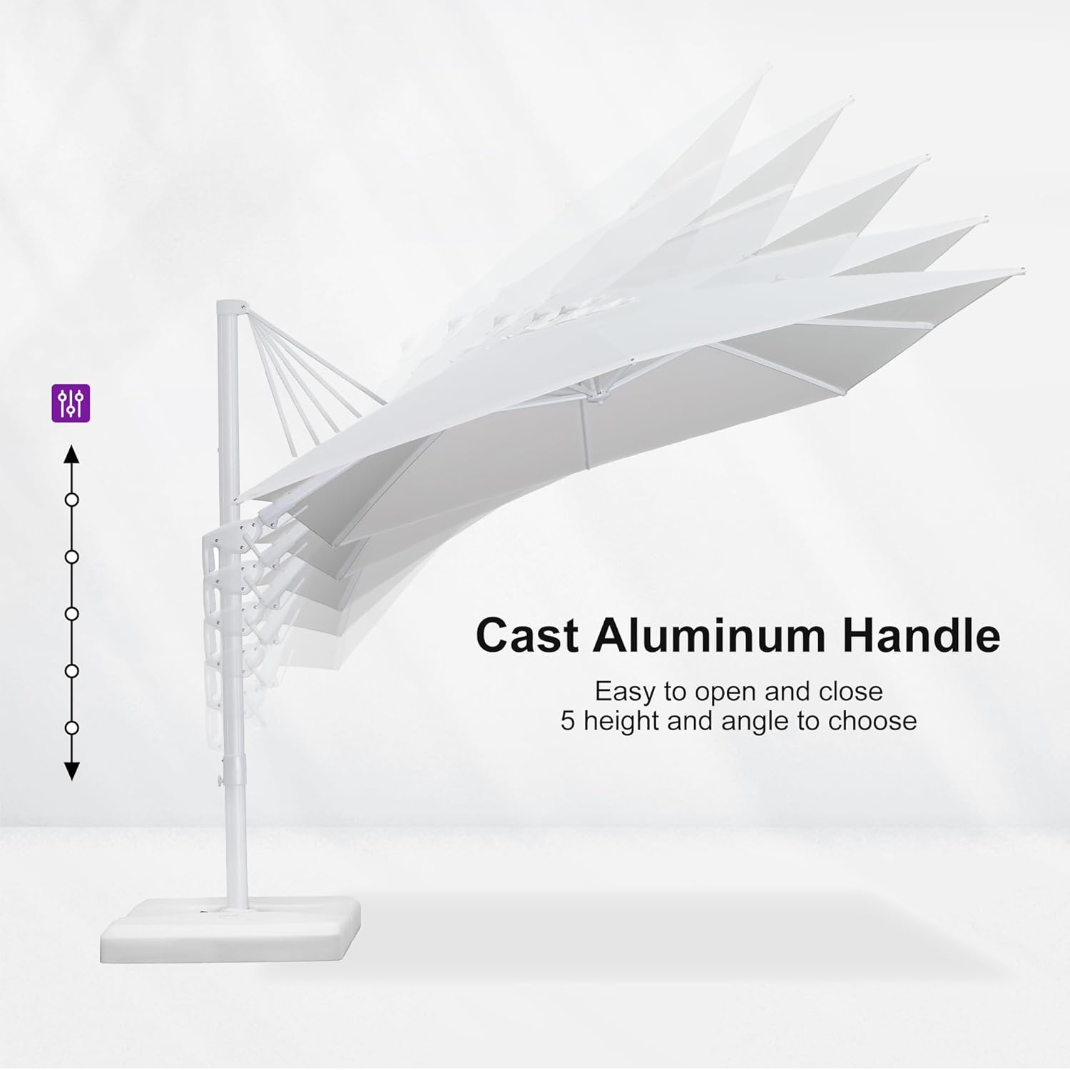 PURPLE LEAF 9' X 12' Right-left Tilt Patio Umbrella Swivel White Cantilever Umbrella with Tilt Aluminum Outdoor Umbrella with 360° Rotation for Deck Pool Garden, White