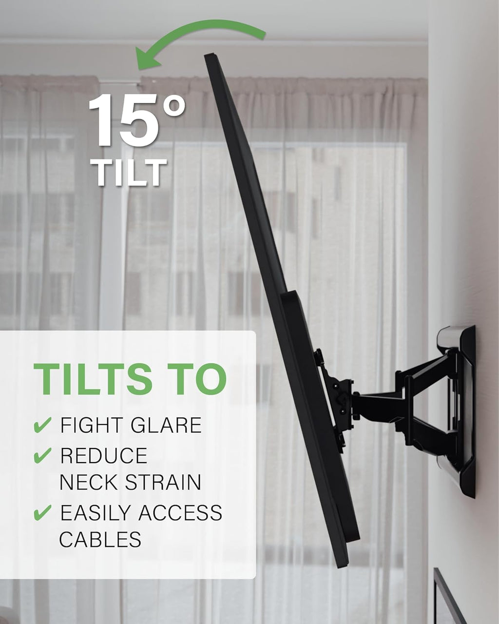 SANUS Full Motion TV Wall Mount for TVs up to 90" - Premium Design Extends 24" with Fingertip Swivel and Tilt - Easy 20 Minute Install - OLF24