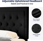 Allewie Queen Size Upholstered Platform Bed Frame with Adjustable Headboard, Button Tufted, Wood Slat Support, Easy Assembly, Black