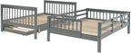 Bellemave Full Over Full Bunk Beds with Stairs and Trundle Wood Bunk Bed Frame with Staircase and Storage Shelves for Kids Teens Adult, Detachable Stairway Bunkbed for Boys Girls, Gray