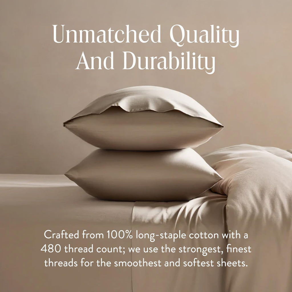 Brooklinen Luxury Sateen Duvet Cover - 100% Cotton, King/California King Size in Pebble with Extra-Long Corner Ties and Button Closure - Best King/Cali King Duvet Covers