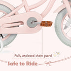 Olakids Kids Bike, 12 14 16 18 20 Inch Toddlers Bike with Training Wheels Rattan Basket Safety Bell Adjustable Seat and Handlebar, Children's Bicycle for Girls Boys