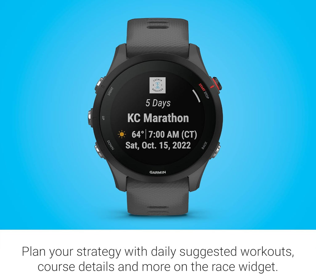 Garmin Forerunner® 255  GPS Running Smartwatch  Advanced Insights  Long-Lasting Battery  Slate Gray