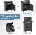 Tool Chest, 5 Drawers Rolling Tool Cabinet, Removable Cabinet Storage Tool Box with Universal Lockable Wheels, Lock Bar, Metal Tool Storage Cart, Tool Box for Garage, Workshop