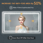 New LED Bathroom Mirror 72x36 Inch with Front and Backlit, CRI 90+, 3 Colors & Stepless Dimmable Lighted Bathroom Mirror, Anti-Fog, Memory, Top-Grade Tempered Glass, Rotatable