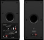 Klipsch Reference R-40PM Powered Bookshelf Speakers - 90-Degree x 90-Degree Tractrix Horn - Linear Travel Suspension - Sleek  Modern Appearance