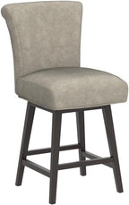 CHITA 26 Inch Counter Height Swivel Bar Stools Set of 2, FSC Certified Modern Upholstered Faux Leather Swivel Barstool Chair with Back, Stone Grey