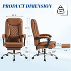 Furmax Office Chair with Footrest Ergonomic High Back Design Executive Computer Desk Chair400lbs, 90-135° Reclining Leather Home Office Desk Chairs Swivel Task Chairs with Wheels (Brown)
