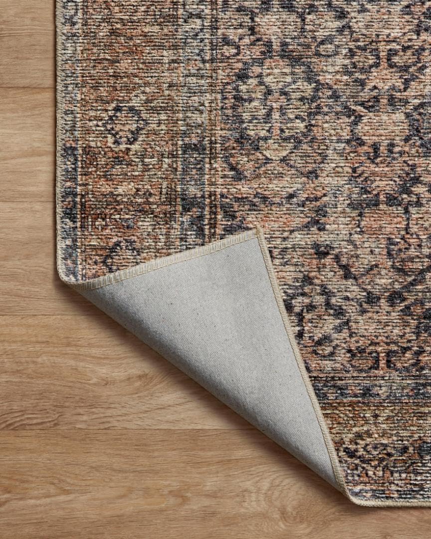 Loloi Amber Lewis Billie Collection, Ink & Salmon 7'-6" x 9'-6" Area Rug – Antique & Distressed Accent Rugs for Living Room, Bedroom, Entryway & Hallway, No Shed High Traffic Area Home Decor Rug