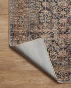 Loloi Amber Lewis Billie Collection, Ink & Salmon 7'-6" x 9'-6" Area Rug – Antique & Distressed Accent Rugs for Living Room, Bedroom, Entryway & Hallway, No Shed High Traffic Area Home Decor Rug