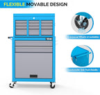 TUFFIOM 8-Drawer Rolling Tool Chest w/Lock, Tool Storage Cabinet w/Wheels, Detachable Top, Drawers & Drawer Liners, Tool Organizer Box for Garage, Warehouse & Repair Shop