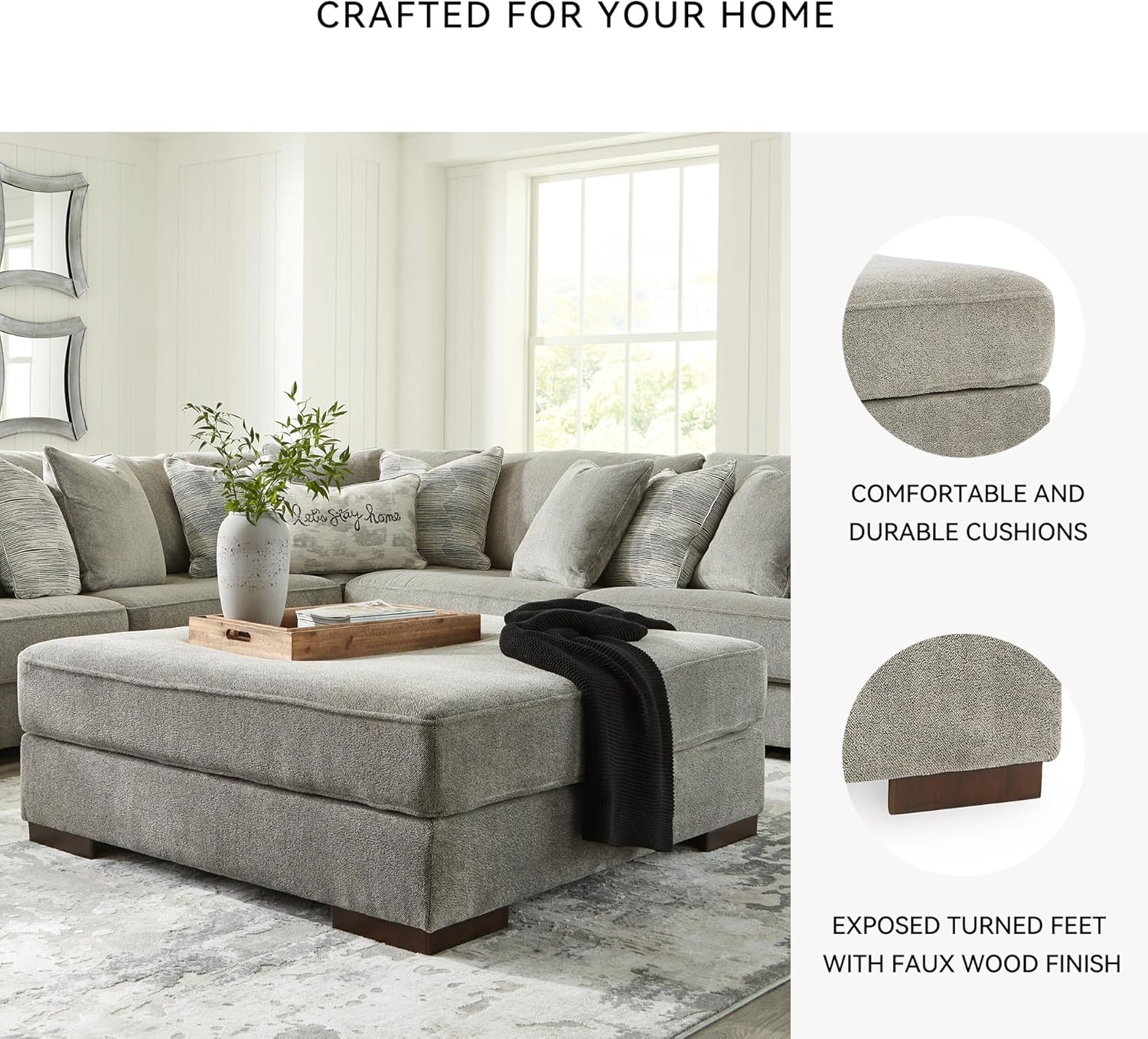 Signature Design by Ashley Bayless Modern Oversized Accent Ottoman, Gray