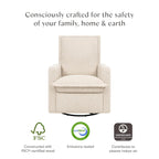 Babyletto Cali Flange Recliner and Swivel Glider in Almond Teddy Loop, Greenguard Gold and CertiPUR-US Certified
