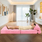 HABUTWAY Folding Sofa Bed, Convertible Sleeper Chair Bed w/Dual-Pillow & Handle, Foldable Floor Sofa Lounge w/Back Support for Living Room, Bedroom, Apartment, Office, Single, Pink
