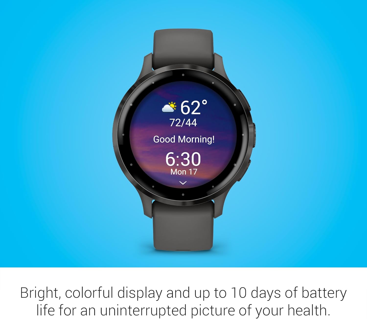 Garmin Venu 3S Running GPS Smartwatch with AMOLED Display  Advanced Health  Fitness Features  Up to 14 Day Battery Life with Signature Series Modern Power Stand | Slate with Pebble Gray Silicone Band