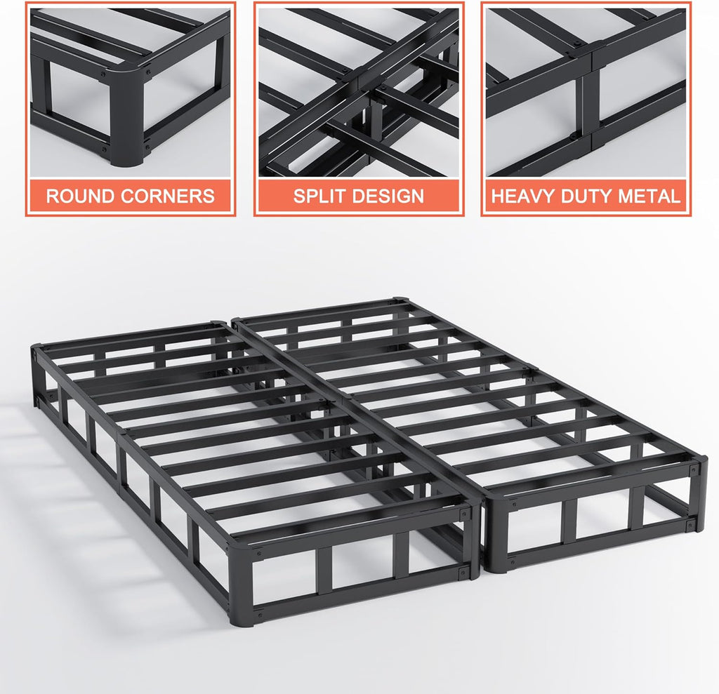 9 Inch Split Queen Box Spirng High Proflie Metal Box Spring for Queen Bed with Fabric Cover,Heavy Duty, Mattress Foundation, Easy Assembly, Noise Free