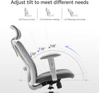 SIHOO M18 Ergonomic Office Chair, Computer Desk Chair with Adjustable Headrest and Lumbar Support, High Back Executive Swivel Chair for Home Office (Dark Gray)