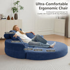 71" Boneless Couch Sofa Bed Oversized Round Couch 2-in-1 Foldable Floor Loveseat Sofa for Living Room and Apartment No Assembly.(Blue, 71")