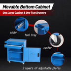 5 Drawers Tool Cart on Wheels with 1 Cabinet, Multifunctional Removable Rolling Tool Chest Storage Set, Tool Trolley Organizer Tool Box for Garage,Warehouse,Workshop,Repair Shop (Blue)