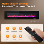 GREEN PARTY 72" Electric Fireplace Recessed/Wall Mounted Ultrathin 3.2" Fireplace Heater, Low Noise Linear Fireplace with Remote Control/Touch Screen, 8hrs Timer, Adjustable Flame & Bed Colors & Speed