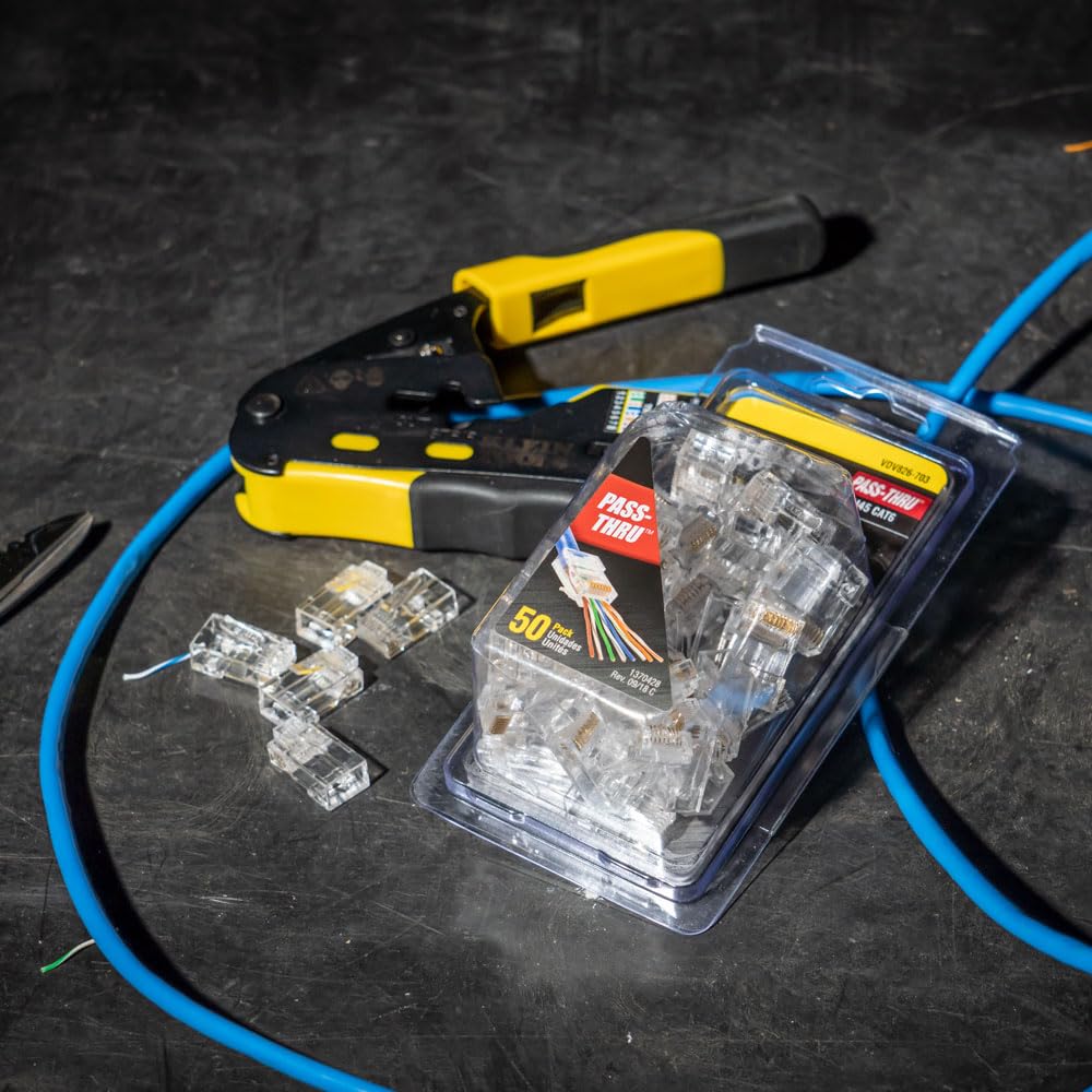 Klein Tools 80085 VDV LAN Cable and Wire Tester Kit for Klein Pass-Thu RJ45 Modular Data Plugs, 6-Piece