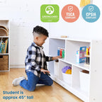 ECR4Kids 5-Compartment Mobile Storage Cabinet, Toddler, Classroom Furniture, White Wash